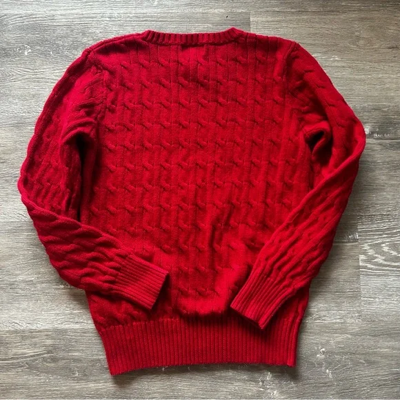 Polo by Ralph Lauren Red Cable Crew Red Sweater Boy’s Size Large  (14-16) - Picture 3 of 5